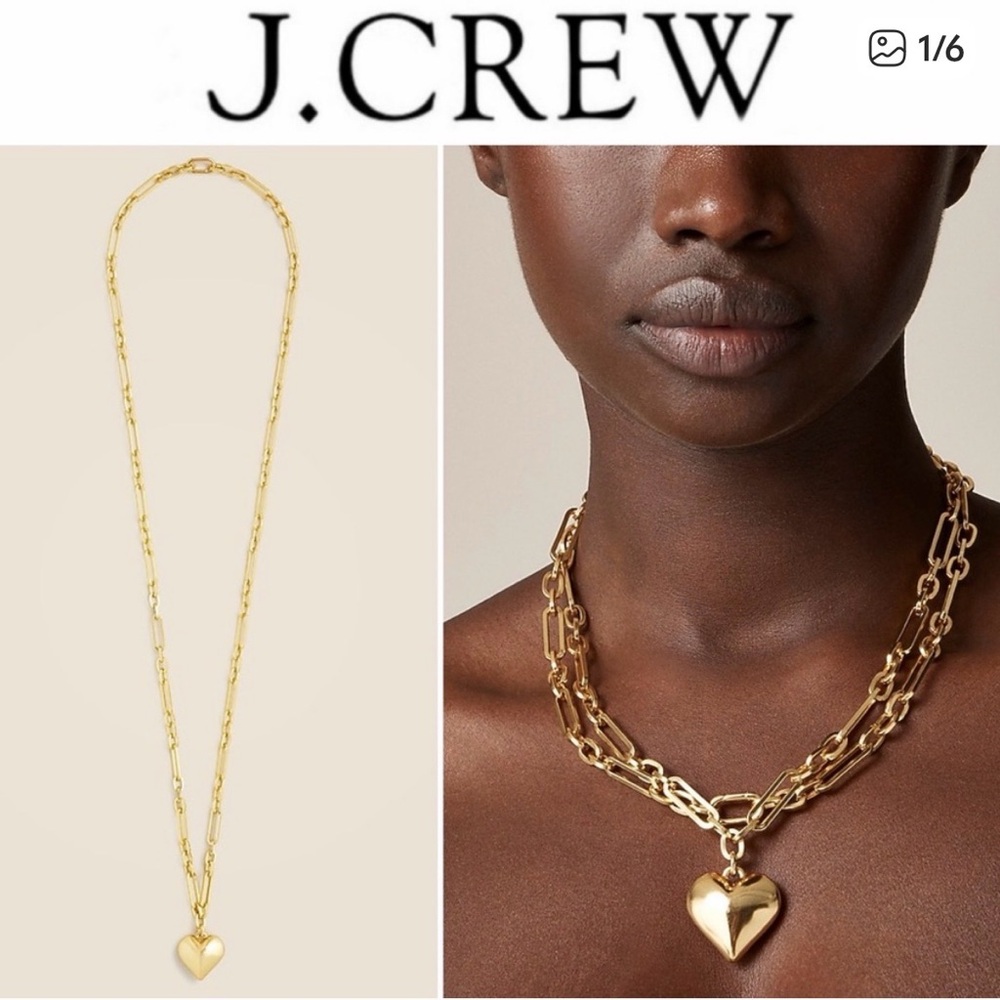NWT J Crew 38 inch gold heart necklace